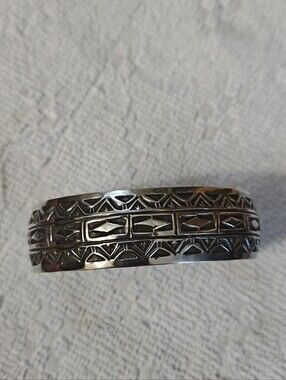 Classic Sterling Navajo Made Etched Cuff Bracelet